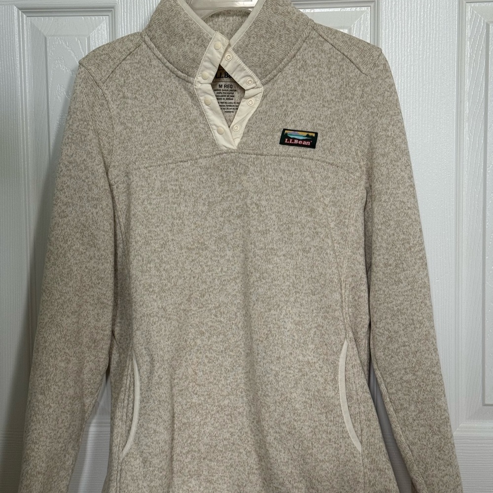 L.L. Bean Women's Beige Cowl Neck Sweater
